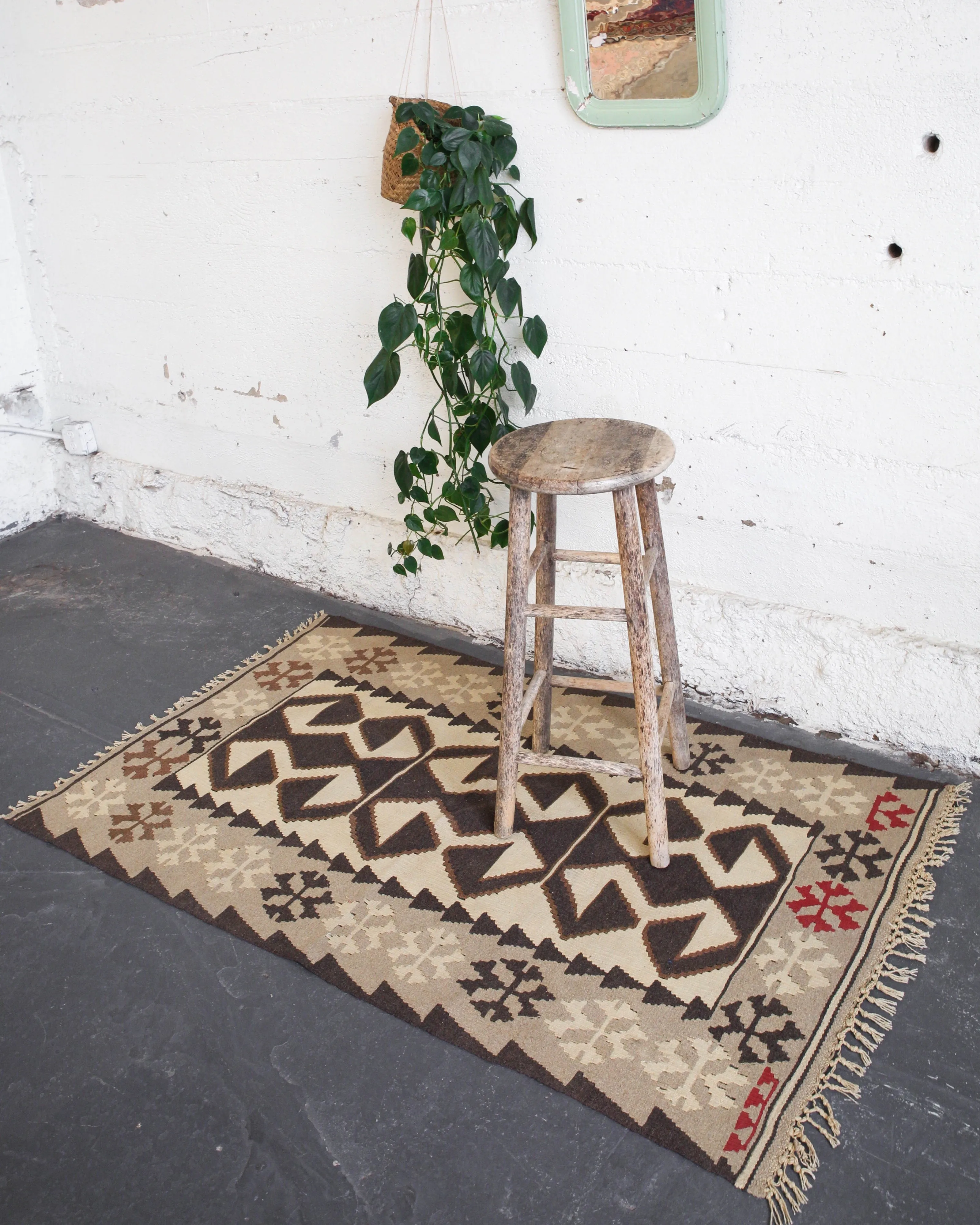 Vintage Anatolian Kilim Rug 3'4"x5'7"
