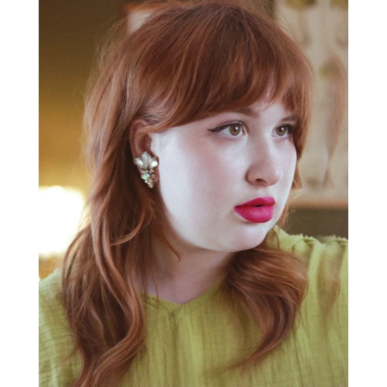 Vintage Champagne Crystal and Aurora Borealis Statement Earrings