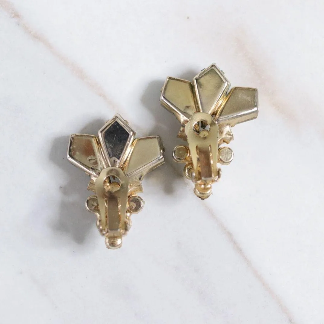 Vintage Champagne Crystal and Aurora Borealis Statement Earrings