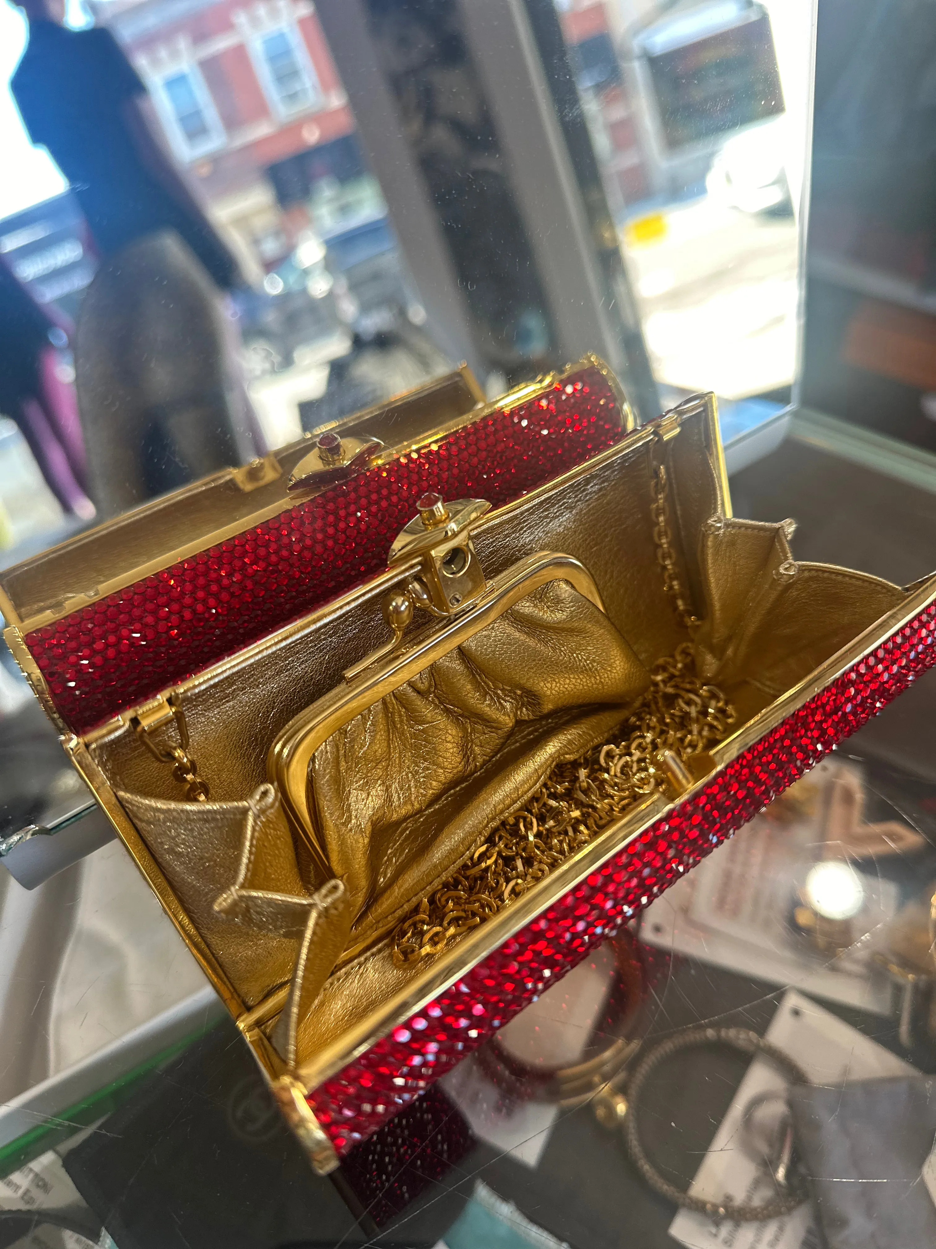 Vintage: Judith Leiber Ruby Red Rectangular Purse
