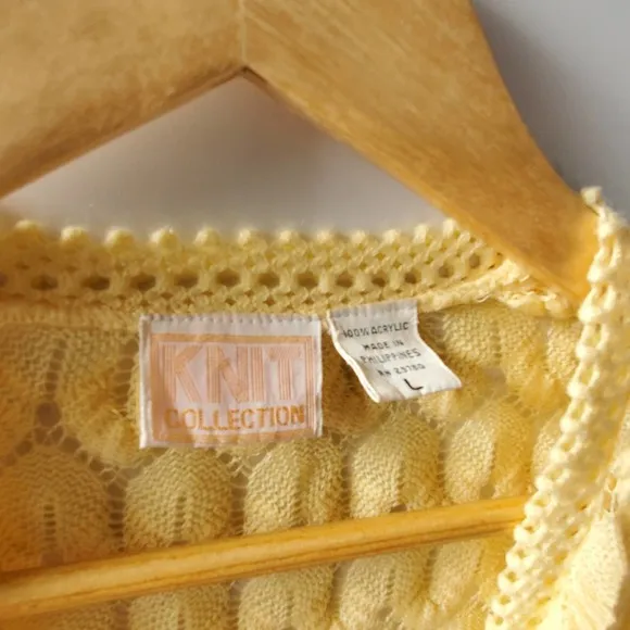 Vintage Knit collection Yellow knit textured stretchy cardigan sweater