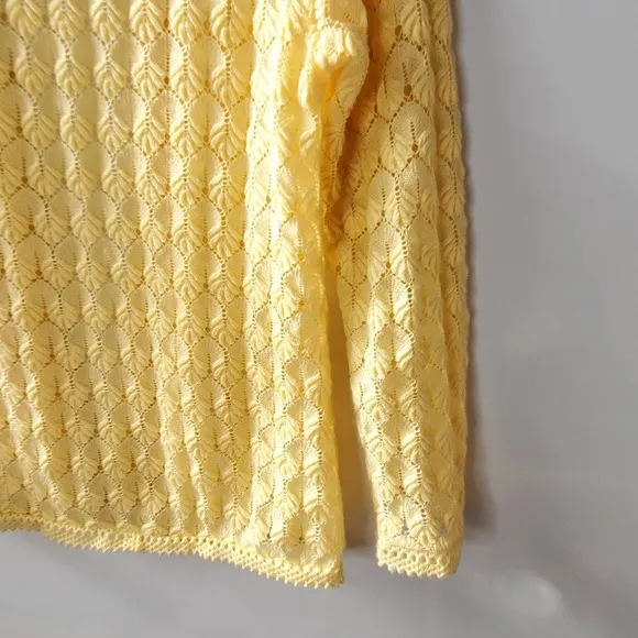 Vintage Knit collection Yellow knit textured stretchy cardigan sweater