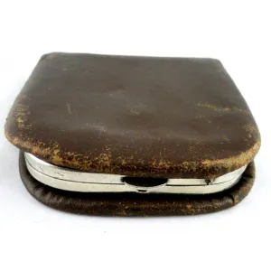 Vintage Ladies Brown Leather Common Sense  Change Purse 1920s