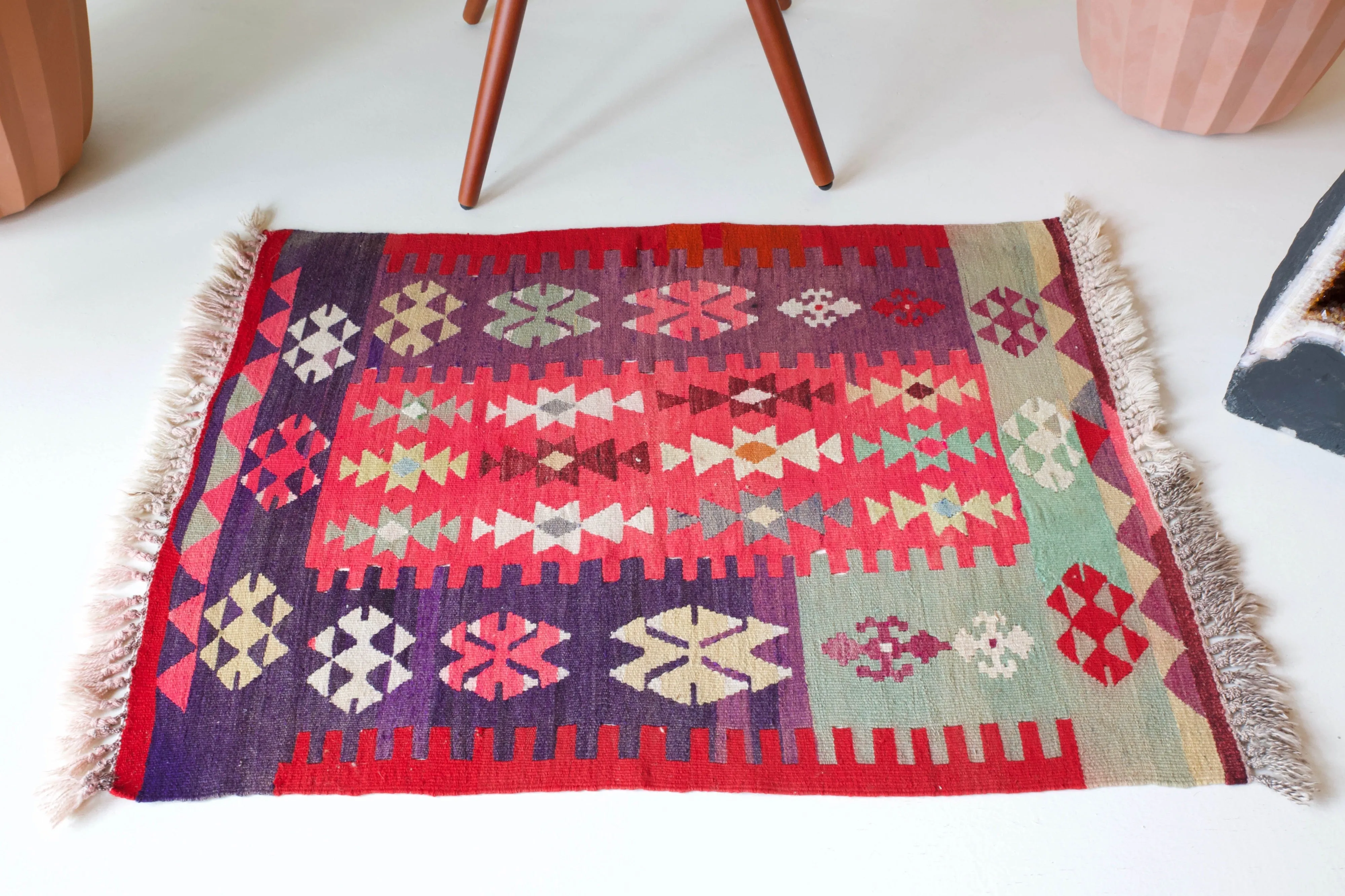 Vintage Mini Turkish Kilim Rug 2'9"x4'