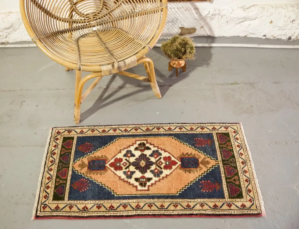 Vintage Mini Turkish Rug 20"x41"