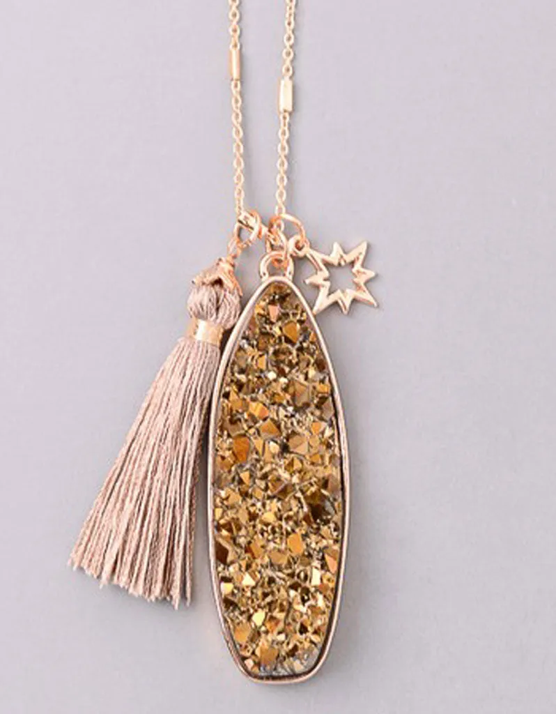 Vintage Snoot Starfire Druzy Necklace in Gold