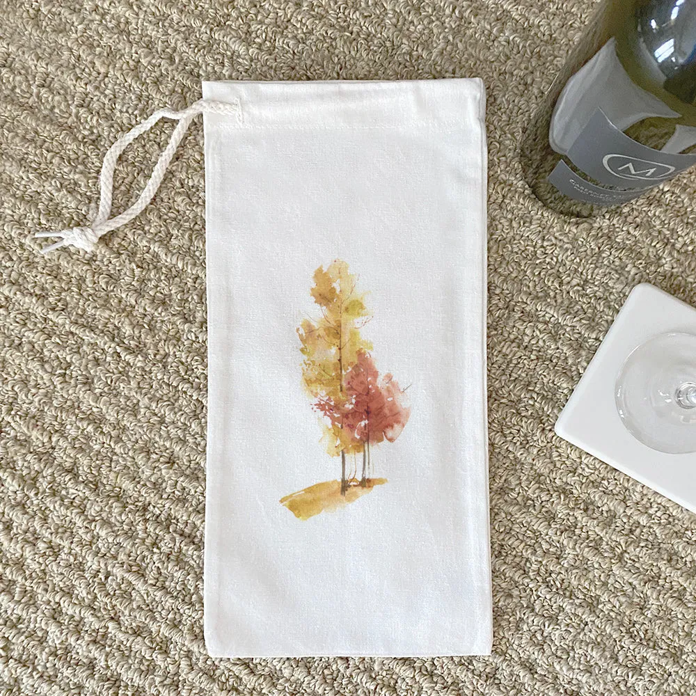 Watercolor Fall Trees (Group) - Canvas Wine Bag