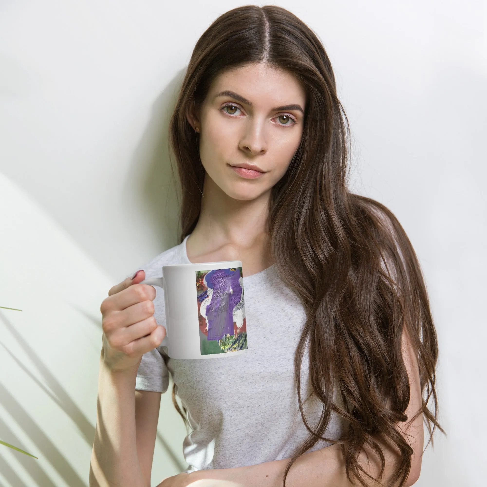 White glossy mug random drawing