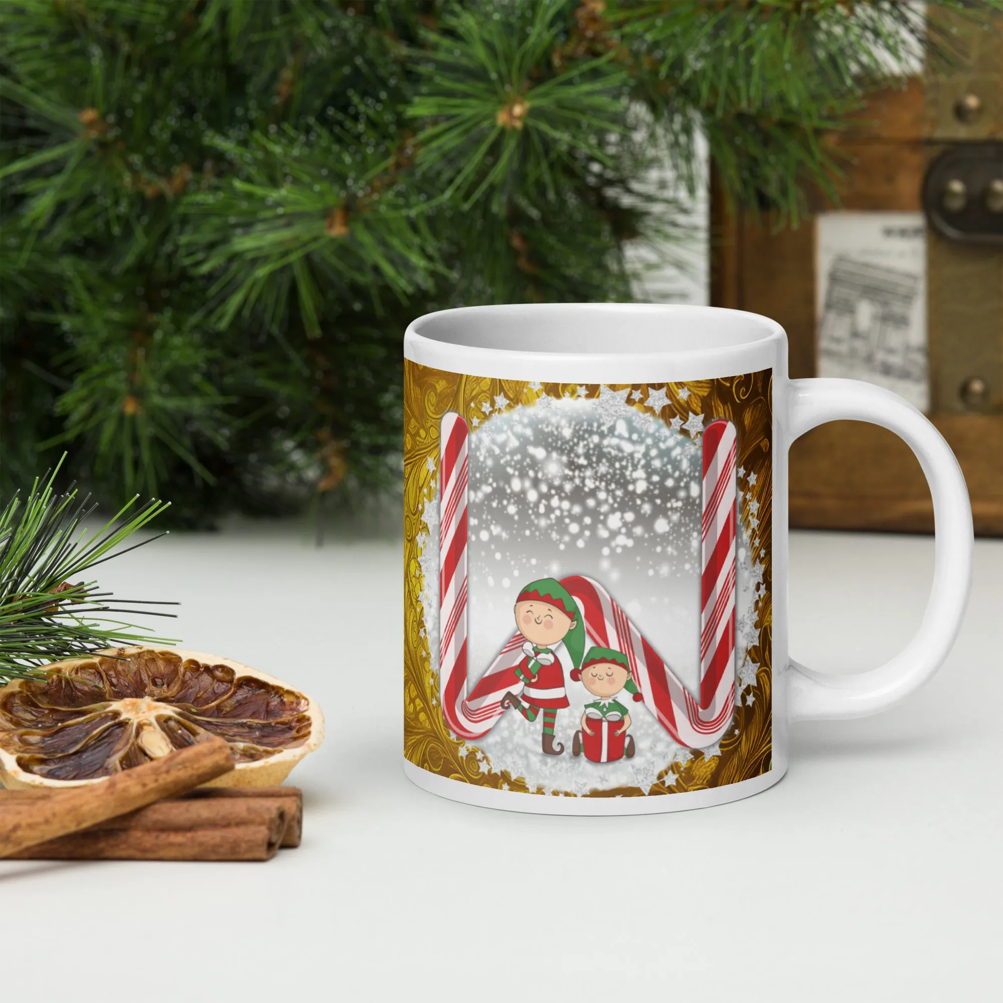 White glossy mug