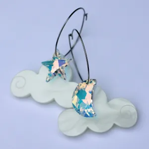 WHITE MARBLE COSMIC CLOUD EARRINGS