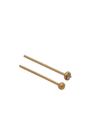 WILDSTEEL Nose Stud Gold Twin Pack Ball/Crystal Gold Plate on Sterling Silver