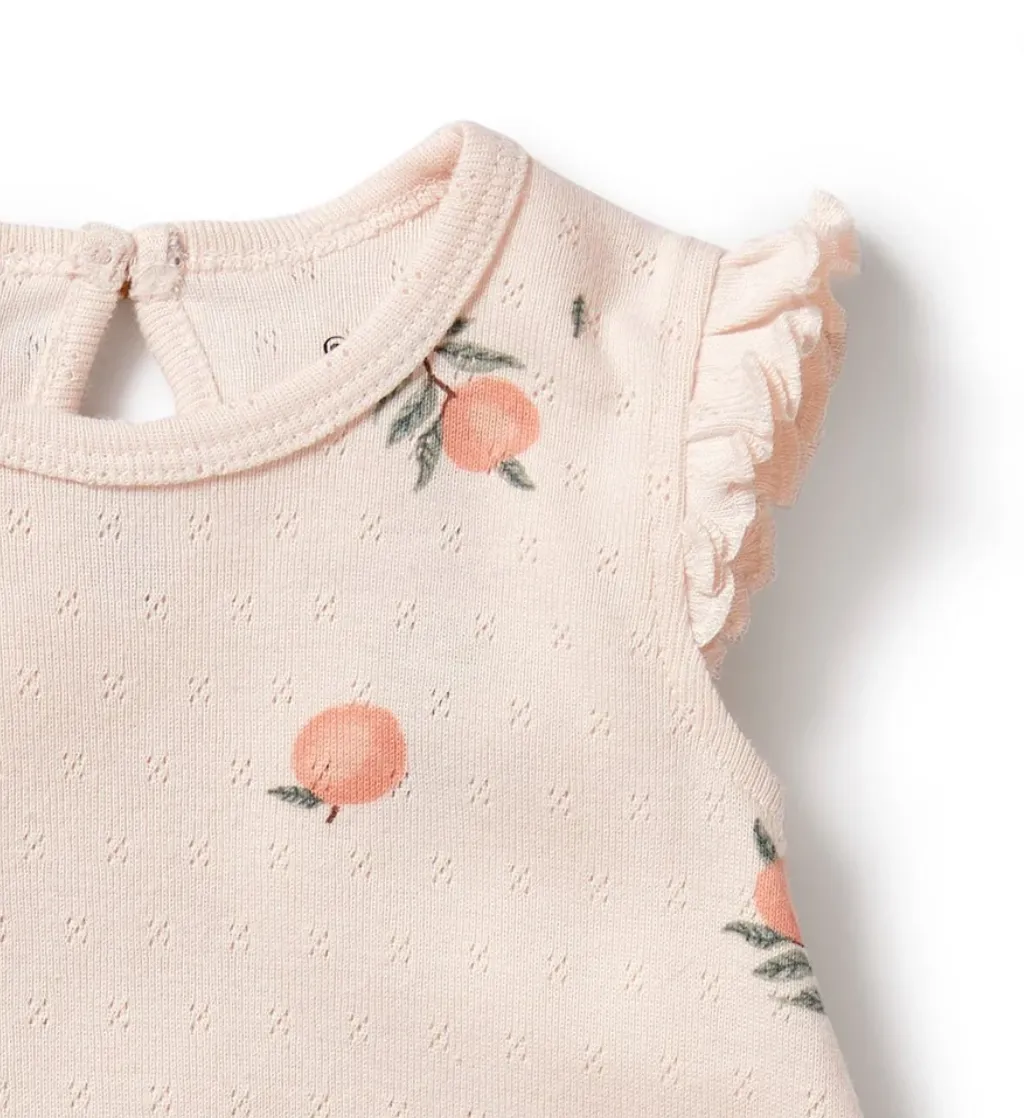 Wilson and Frenchy Peaches Organic Pointelle Shortie Playsuit