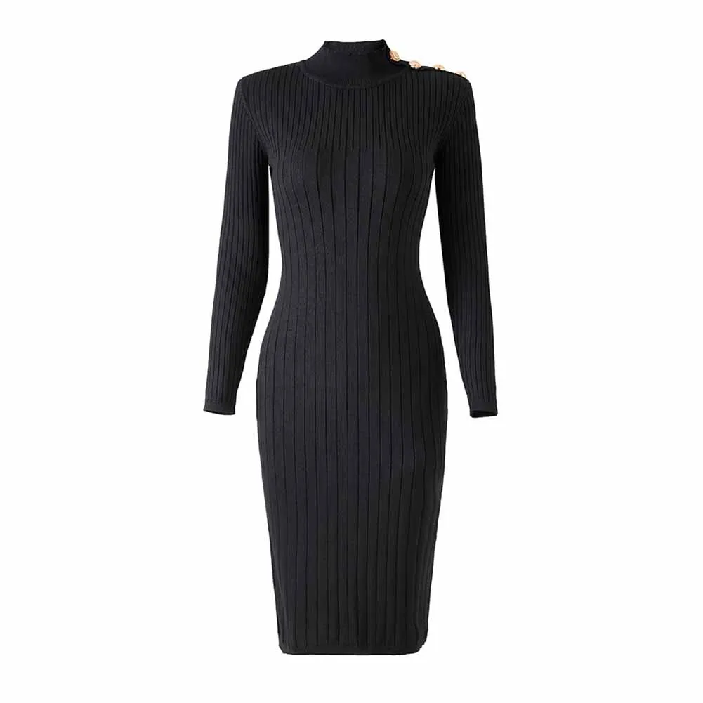Women Knitted Mini Dress Ladies Long Sleeve Mini Knitted dress