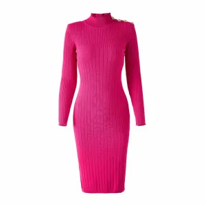 Women Knitted Mini Dress Ladies Long Sleeve Mini Knitted dress