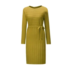 Women Knitting Pullover Lace Up Dresses for Winter
