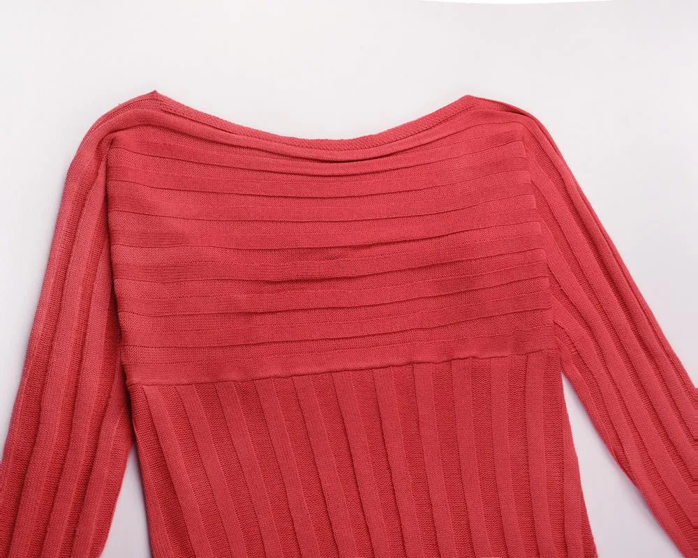 Women Knitting Pullover Lace Up Dresses for Winter