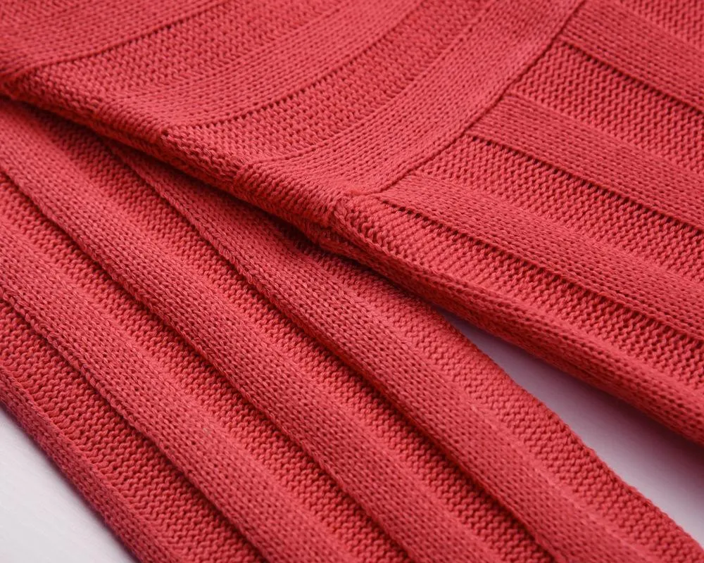 Women Knitting Pullover Lace Up Dresses for Winter