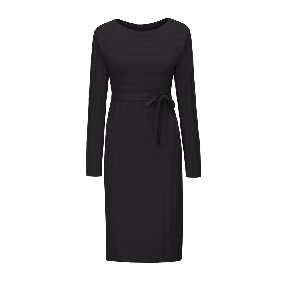 Women Knitting Pullover Lace Up Dresses for Winter