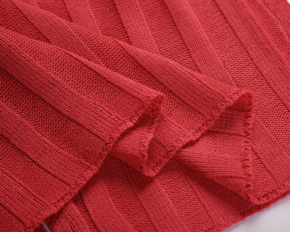 Women Knitting Pullover Lace Up Dresses for Winter