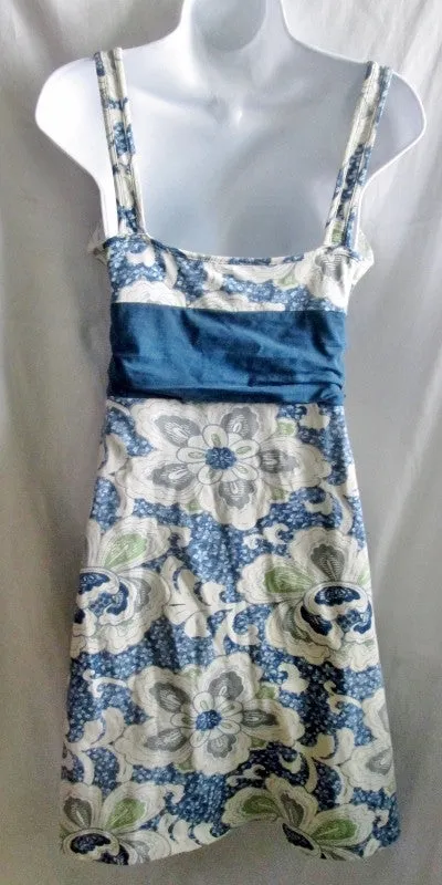 Womens PATAGONIA TANK Mini Dress Stretchy XS WHITE BLUE FLORAL Summer Fit Life