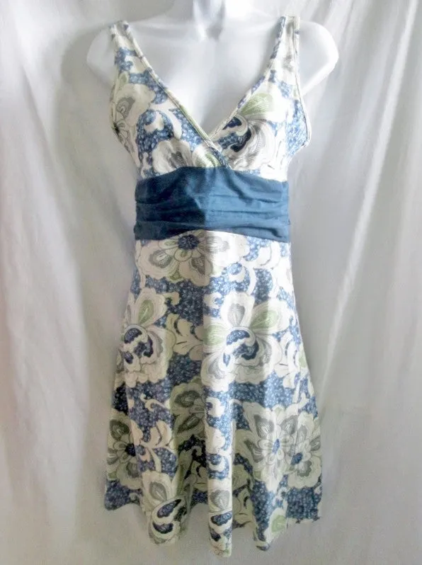 Womens PATAGONIA TANK Mini Dress Stretchy XS WHITE BLUE FLORAL Summer Fit Life