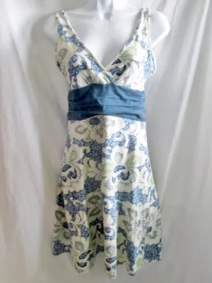 Womens PATAGONIA TANK Mini Dress Stretchy XS WHITE BLUE FLORAL Summer Fit Life
