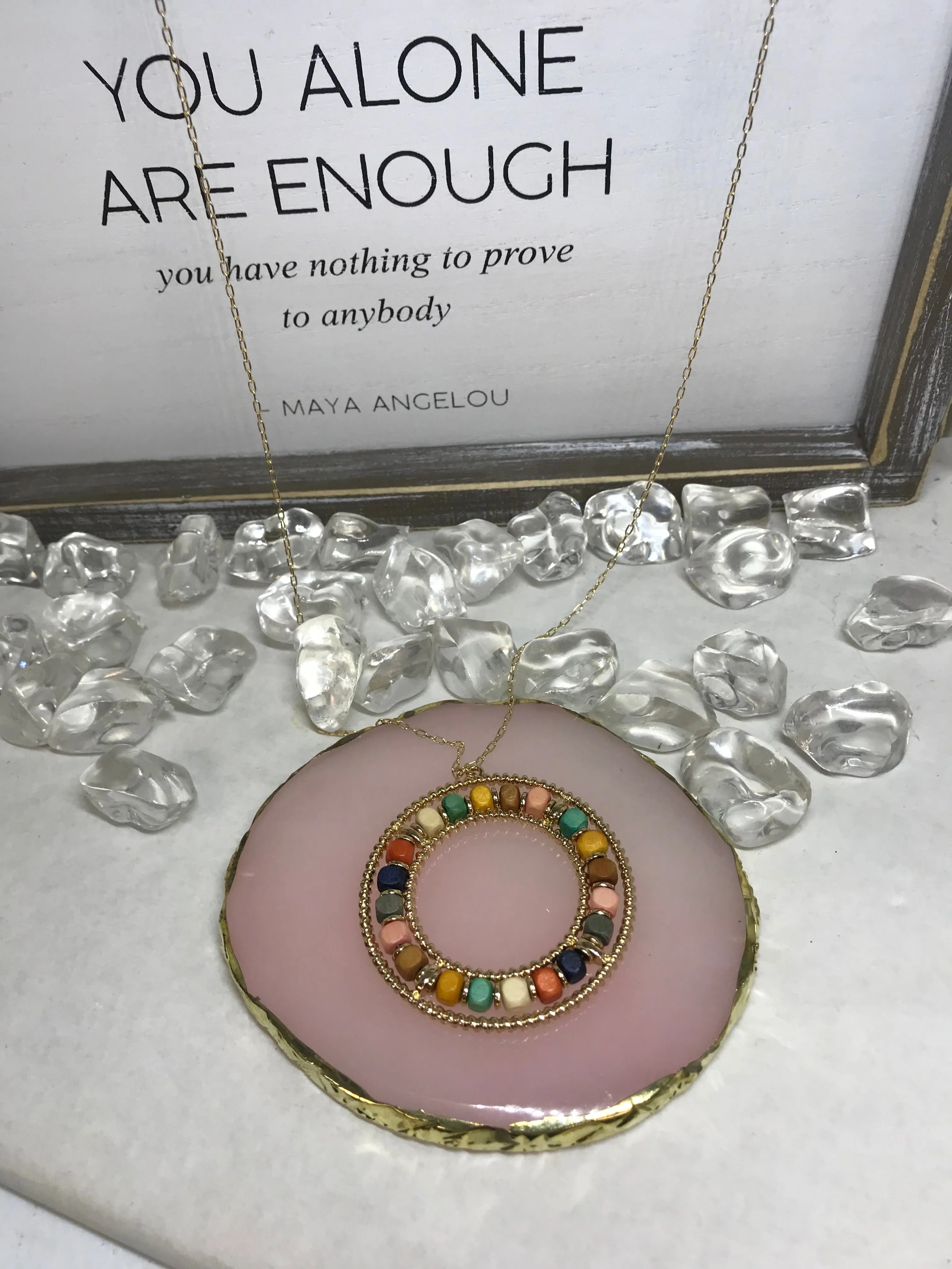 Wood Bead Pendant Necklace