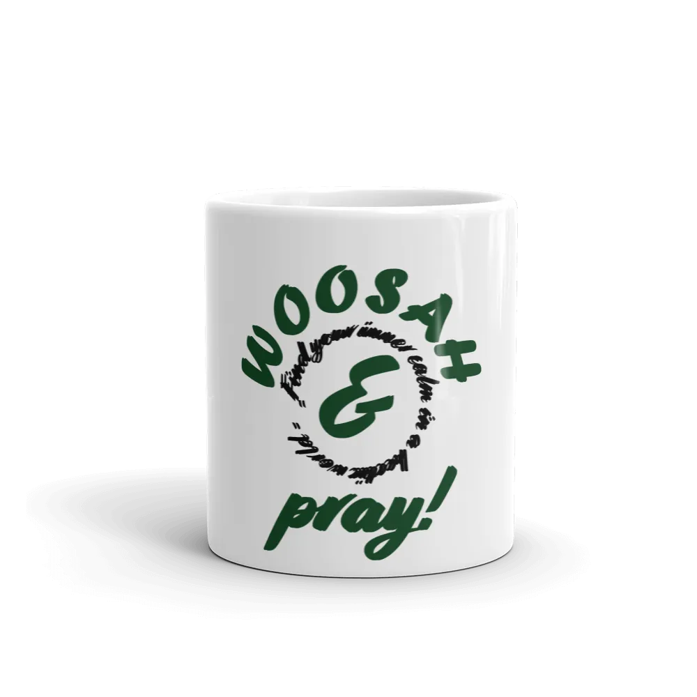 WOOSAH & pray Mug - Green - "find your inner calm in a hectic world"