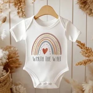 Worth The Wait Watercolor Rainbow Baby Bodysuit