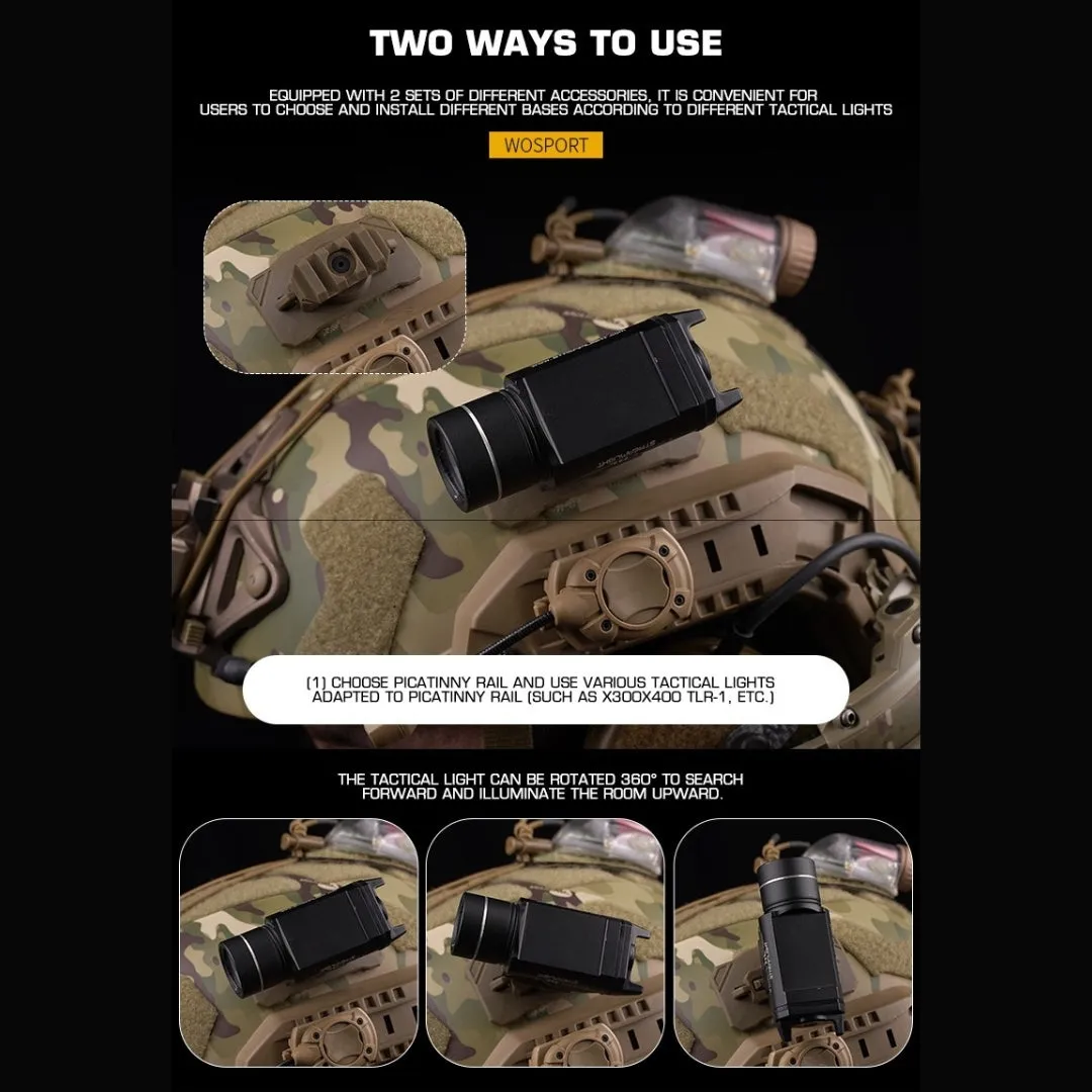 WST Universal Helmet Tactical Light Adapter, Velcro Mount - Black