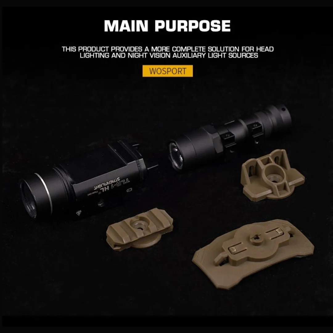 WST Universal Helmet Tactical Light Adapter, Velcro Mount - Tan