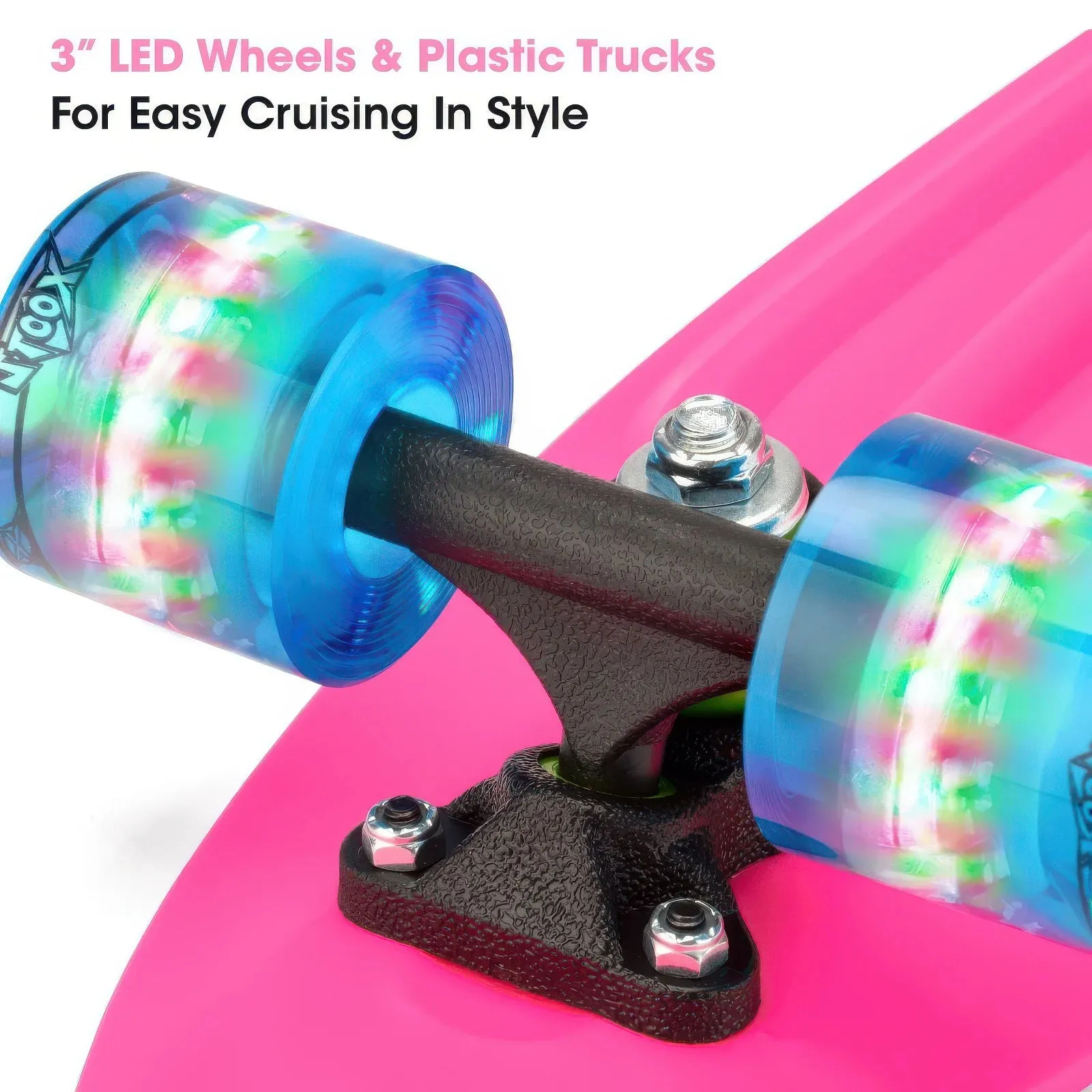 XOOTZ 22-Inch Mini Cruiser Skateboard - Pink