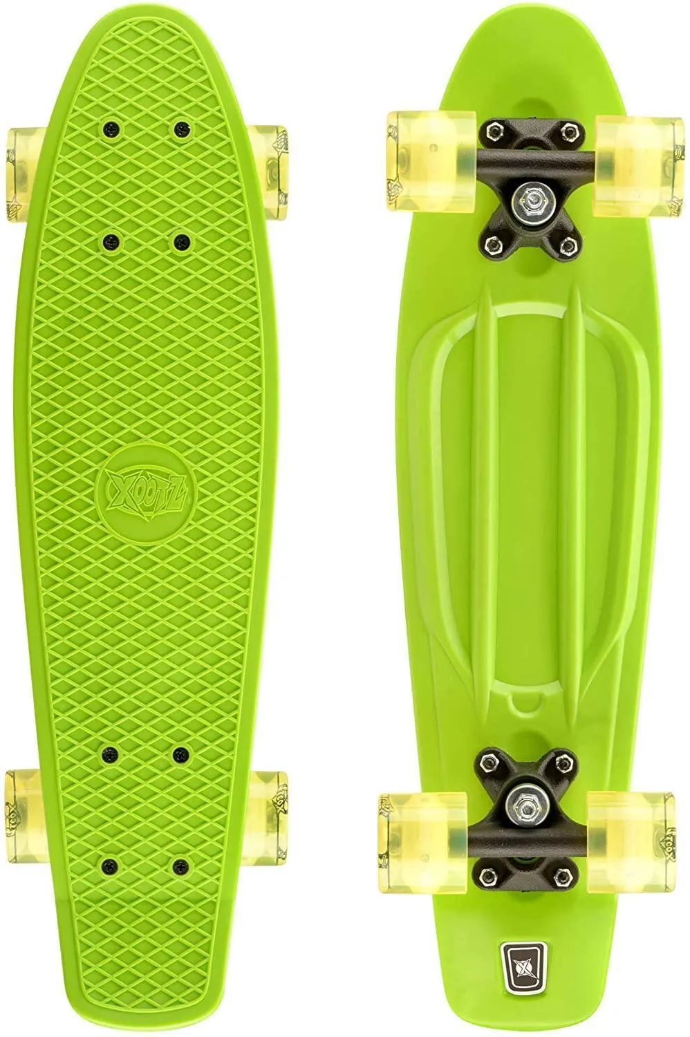 XOOTZ 22-Inch Skateboard with LED Light Up Wheels - Green