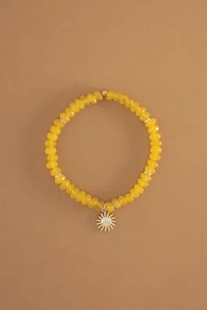 Yellow Sunshine Beaded Stretchy Bracelet