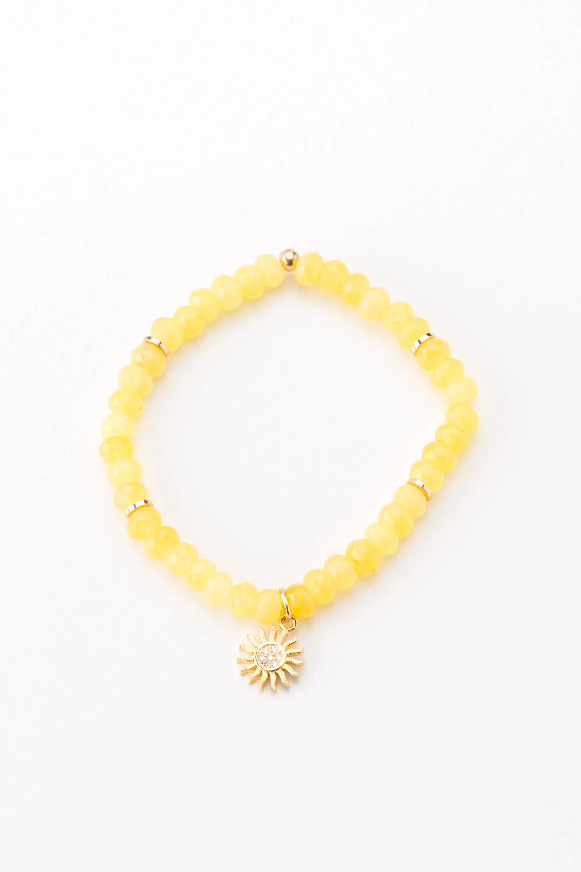 Yellow Sunshine Beaded Stretchy Bracelet