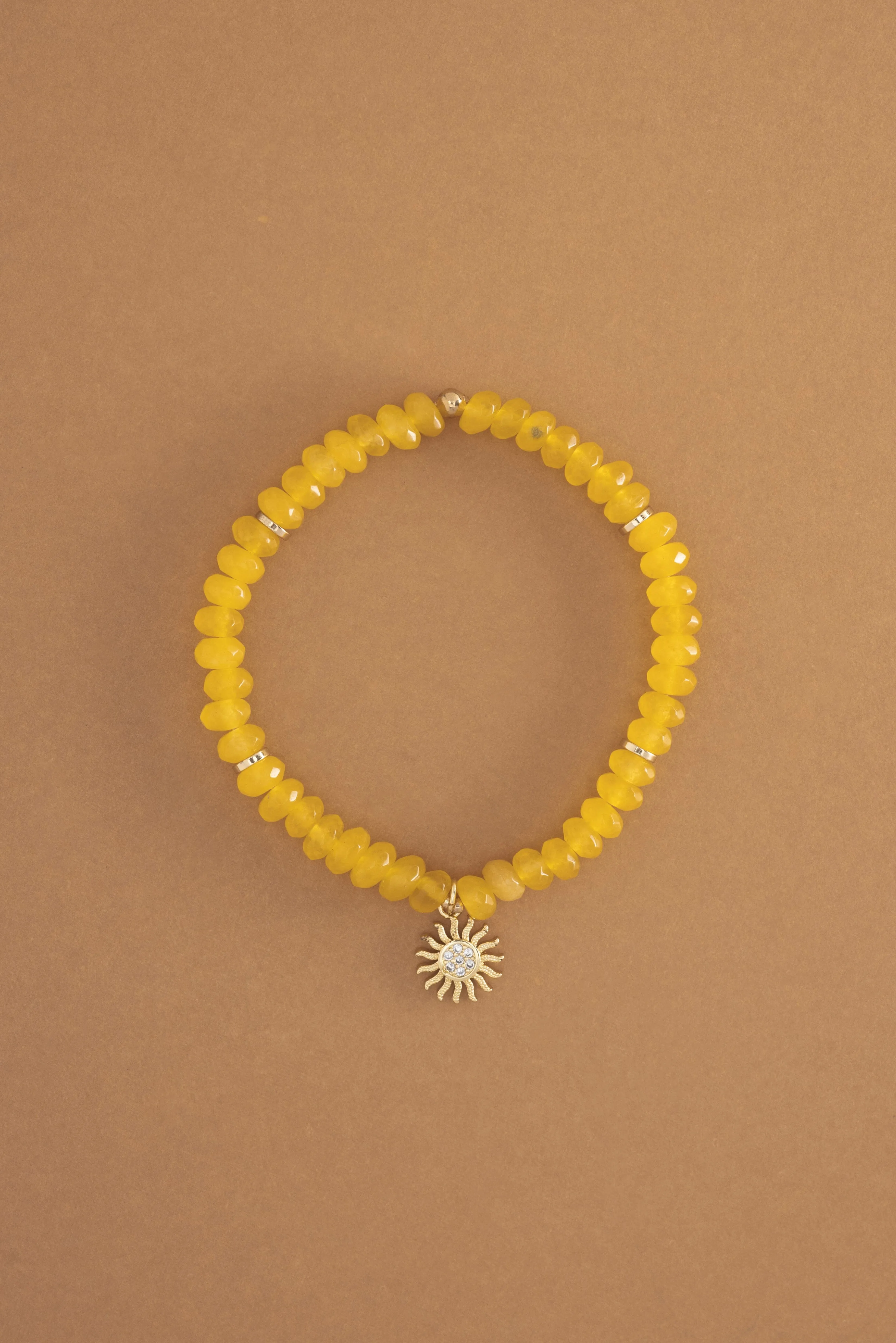 Yellow Sunshine Beaded Stretchy Bracelet